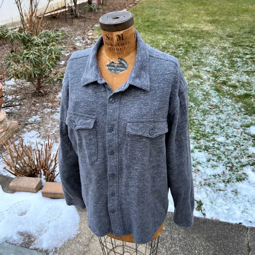J Crew XL Gray Waffle Thermal‎ Lined Shirt Men Shacket Workwear Gorpcore Utility